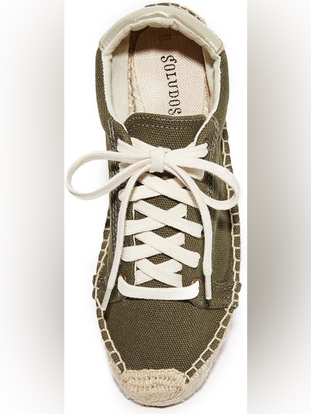 Soludos Army Green Tennis Espadrille Sneakers Women’s Size 7 Olive Canvas LaceUp - Picture 4 of 11